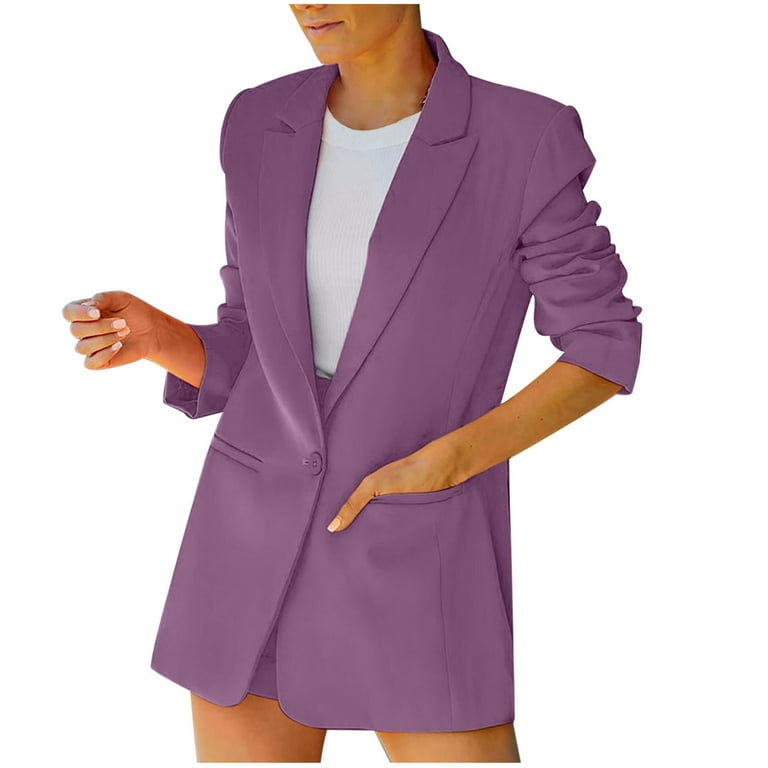 Juebong Professional Women's Solid Color Casual Long Sleeve Lapel