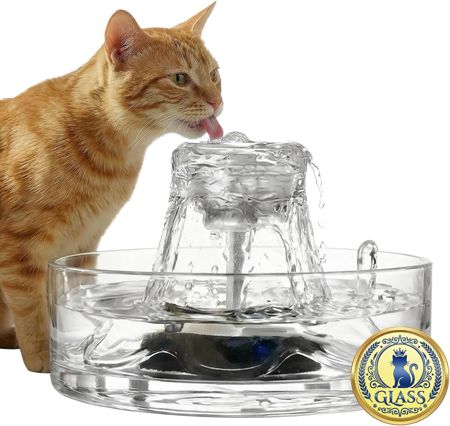 Glass Cat and Dog Water Fountain 88 oz 2.6 L Ultra Quiet Automatic Dispenser with 2 Filters