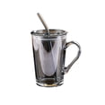 thumbnail image 2 of Tasse d'Eau en Verre avec Poignée, Capacité de 450 ml, Verre Épaissi Sans Plomb, Comprend Couvercle et Paille en Verre Réutilisable, Résistante à la Chaleur pour Boissons Chaudes et Froides, Brun/gris/transparent, 2 of 7