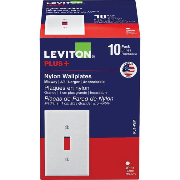 Leviton Toggle Switch Plate Midway Traditional Style - Nylon, 1 Gang - 10 Pack, White