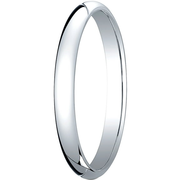 Mens 14K White Gold, 2.5mm Traditional Dome Oval Wedding Band (sz 4)