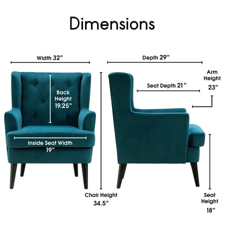 Elle Decor - Traditional Wing Chair - French Teal