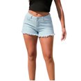 thumbnail image 2 of Jean Shorts for Women High Waisted XX-Large Casual Washed Vintage Distressed Solid Color High Waisted Fringe Denim Shorts, 2 of 4