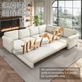 thumbnail image 3 of 118'' Pull Out Couch, Convertible Sleeper Sofa Bed, Upholstered Sectional Sofa, Chenille L-Shaped Couch with Nailhead Trim, 6-Seater Modern Sectional Couches for Living Room, Apartment, Beige, 3 of 9