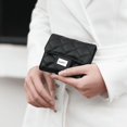 thumbnail image 2 of Cartera plegable para mujer, monedero corto, cartera sencilla con rejilla de diamantes, cartera de piel de oveja de gran capacidad, bolso de mano real, 2 of 6