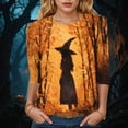 thumbnail image 2 of Godom Halloween Shirts for Women Funny Cute Graphic Tee 3/4 Length Sleeve Tunic Tops Halloween, 2 of 4