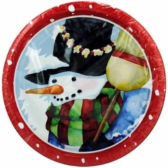 STARLIGHT- Snow Pals Snowman Frosty Winter Christmas Holiday Party 7" Paper Dessert Plates