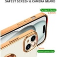 thumbnail image 3 of for White iPhone 15 Case with Ring Holder Kickstand [with Magnetic] Soft TPU Bumper, Glitter Gold Electroplated Cover Full Camera Protective Phone Case for iPhone 15 2023, 3 of 14