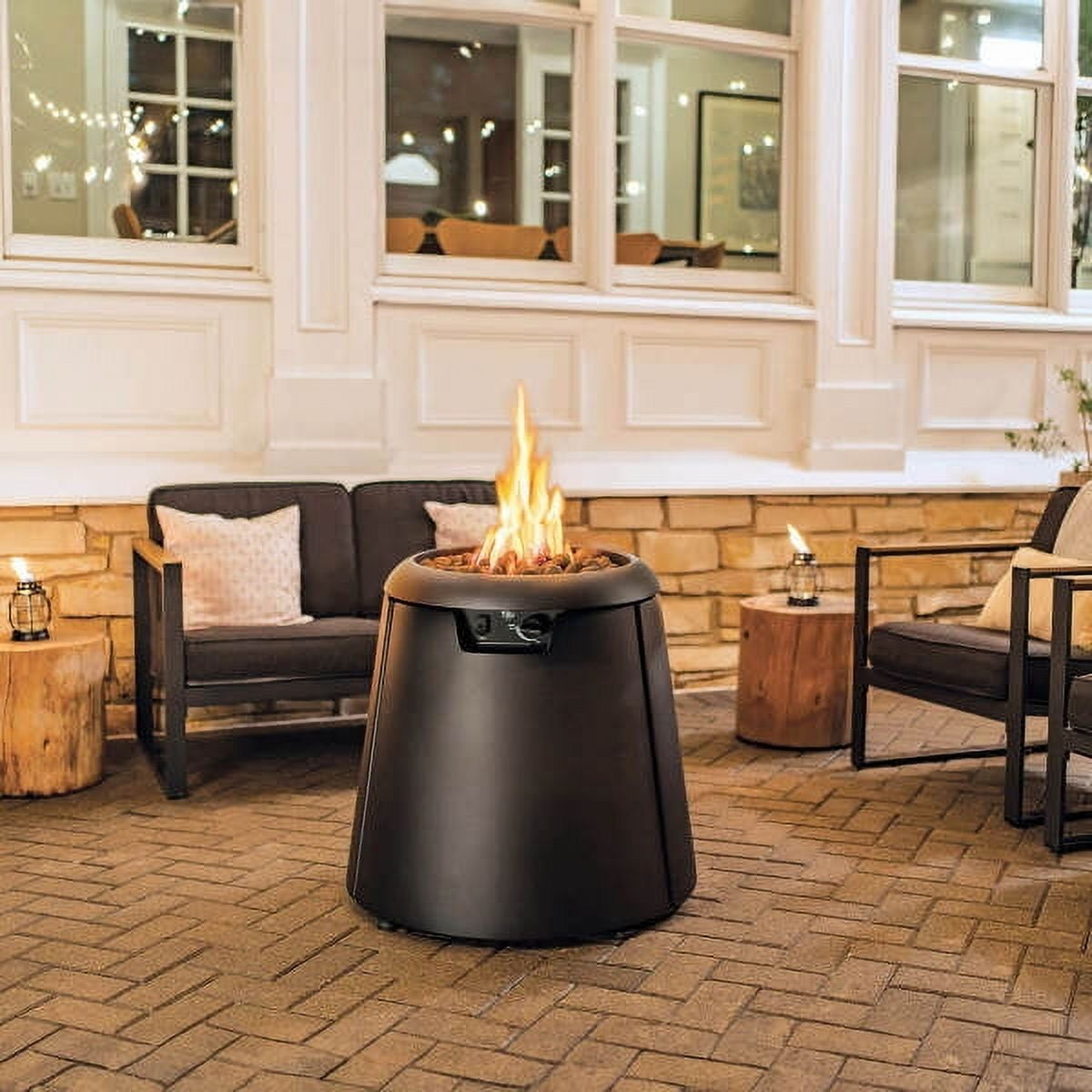 TIKI Customizable Propane Fire Pit – 40,000 BTU, 28.5" Outdoor Gas Fire Pit with Burner Cover & Lava Rocks – Modern Black Fire Pit for Backyard & Outdoor Spaces