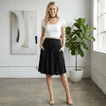 thumbnail image 2 of SOMER Skirts for Women Knee Length A-Line High Waisted Ruched Flowy Casual Midi Skirt with Pockets Spring 2026 Black, 2 of 7