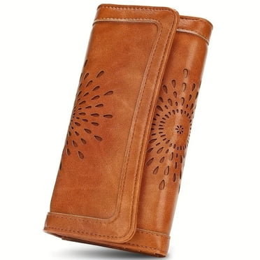 Wallet for Women Card Holder Phone Organizer, Ladies Travel Purse Hollow Out Sunflower Mother's Day Gift