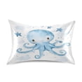 thumbnail image 3 of Haosy Satin Pillowcase for Hair and Skin Standard Cooling Silk Pillow Case with Envelope Closure Cute Blue Octopus and Star 20"x40", 3 of 9
