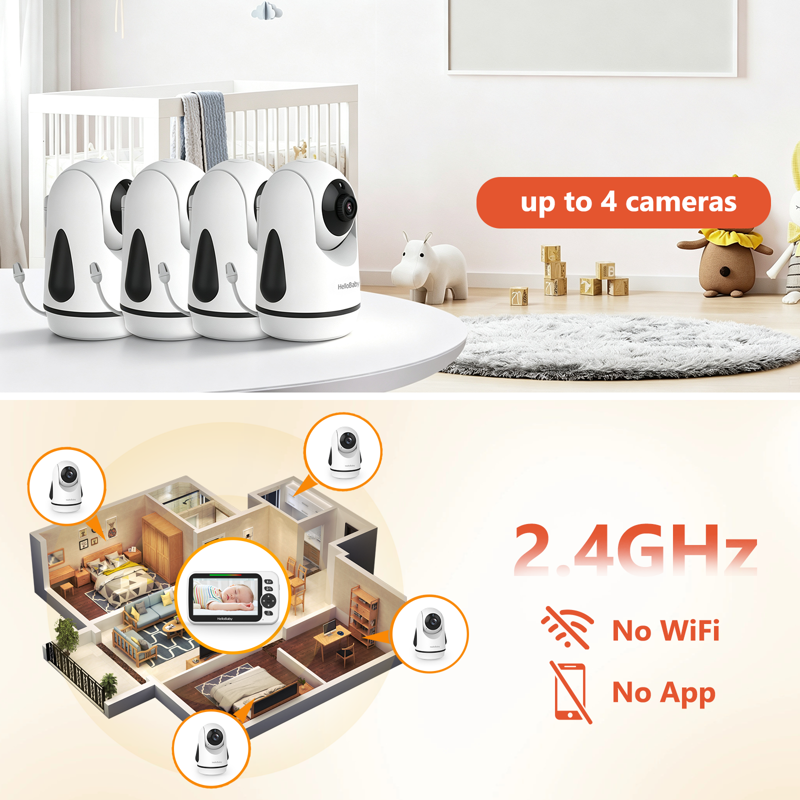 HelloBaby HB6352 Video Baby Monitor, 5" LCD, No WiFi photo 4