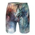 thumbnail image 4 of Yiaed Ink Style Wave Dragon Print Men's Swim Trunks with Lining Quick Dry Sports Shorts Beach Shorts Boardshorts-Small, 4 of 5