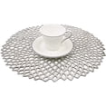 thumbnail image 1 of Manteles individuales plateados 6 manteles individuales redondos lavables Manteles individuales de PVC (gris plata) Vhermosa, 1 of 5