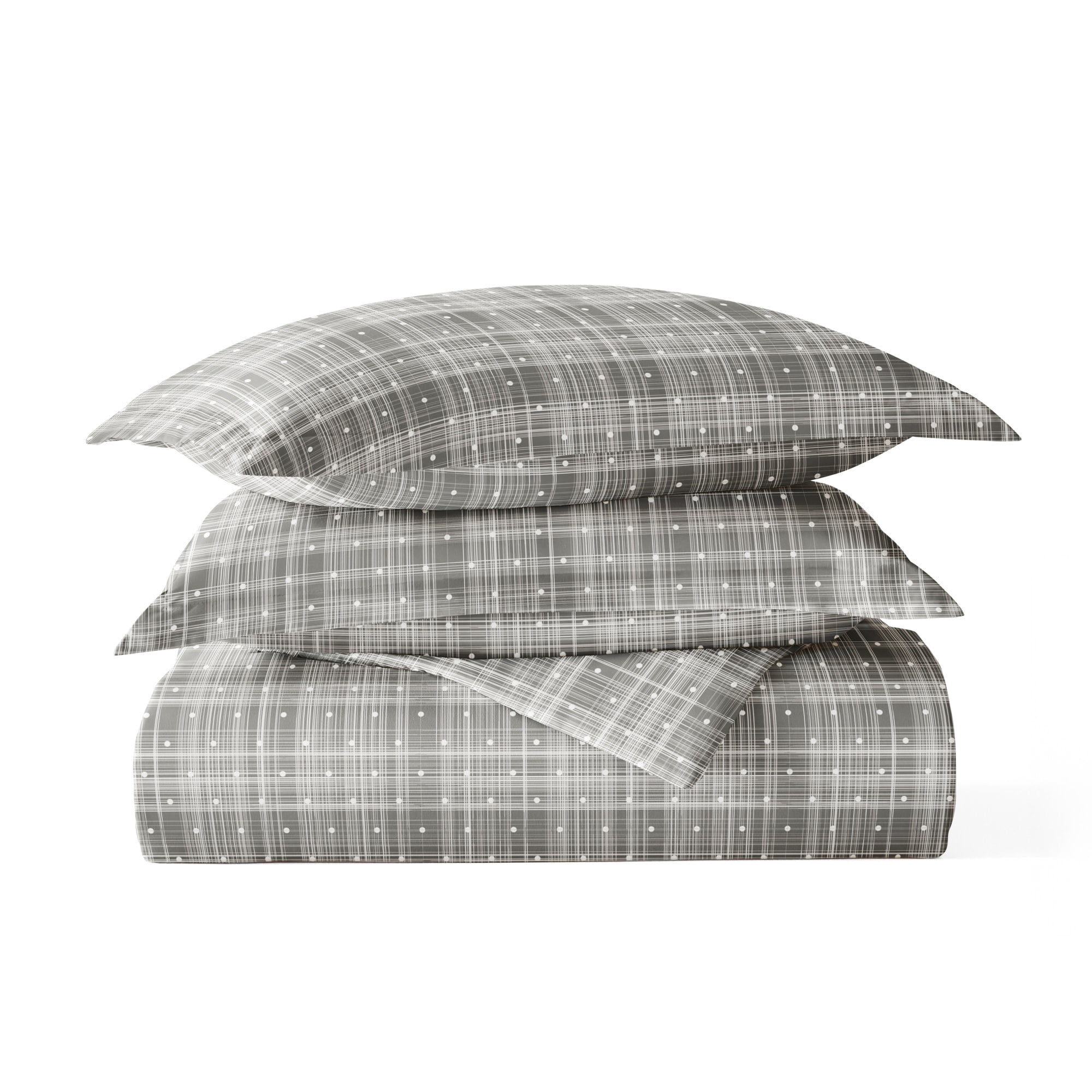 Noble Linens Gray Polka Dot Pattern Duvet Set 3-Piece Duvet Cover Set, King/Cal King