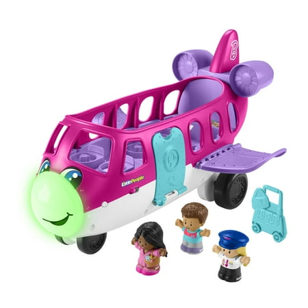 Little People Barbie Toy Airplane with Lights Music and 3 Figures, Little Dream Plane, Toddler Toys