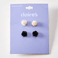 thumbnail image 5 of Claire's Tween Girls Black and Pink Glitter Rose Stud Earrings, 2-Pack, 5 of 5