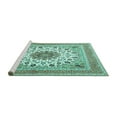 thumbnail image 2 of Ahgly Company Machine Washable Indoor Rectangle Medallion Turquoise Blue Traditional Area Rugs, 2' x 3', 2 of 4