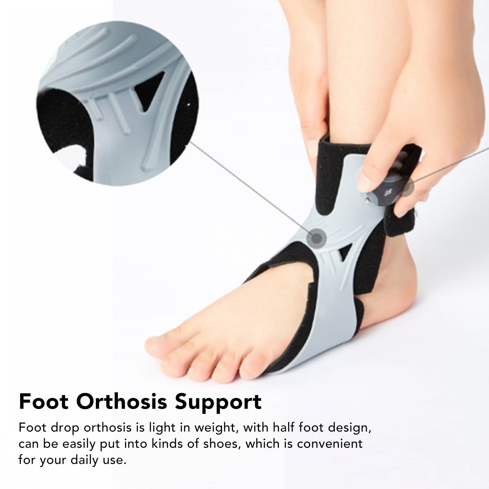 Foot Orthosis Support, Soft Foot Drop Brace, Adjustable Buckle Posture Correct Ankle Foot Orthosis For Hemiplegia, Wrap Compression Improve Gait For Man Woman