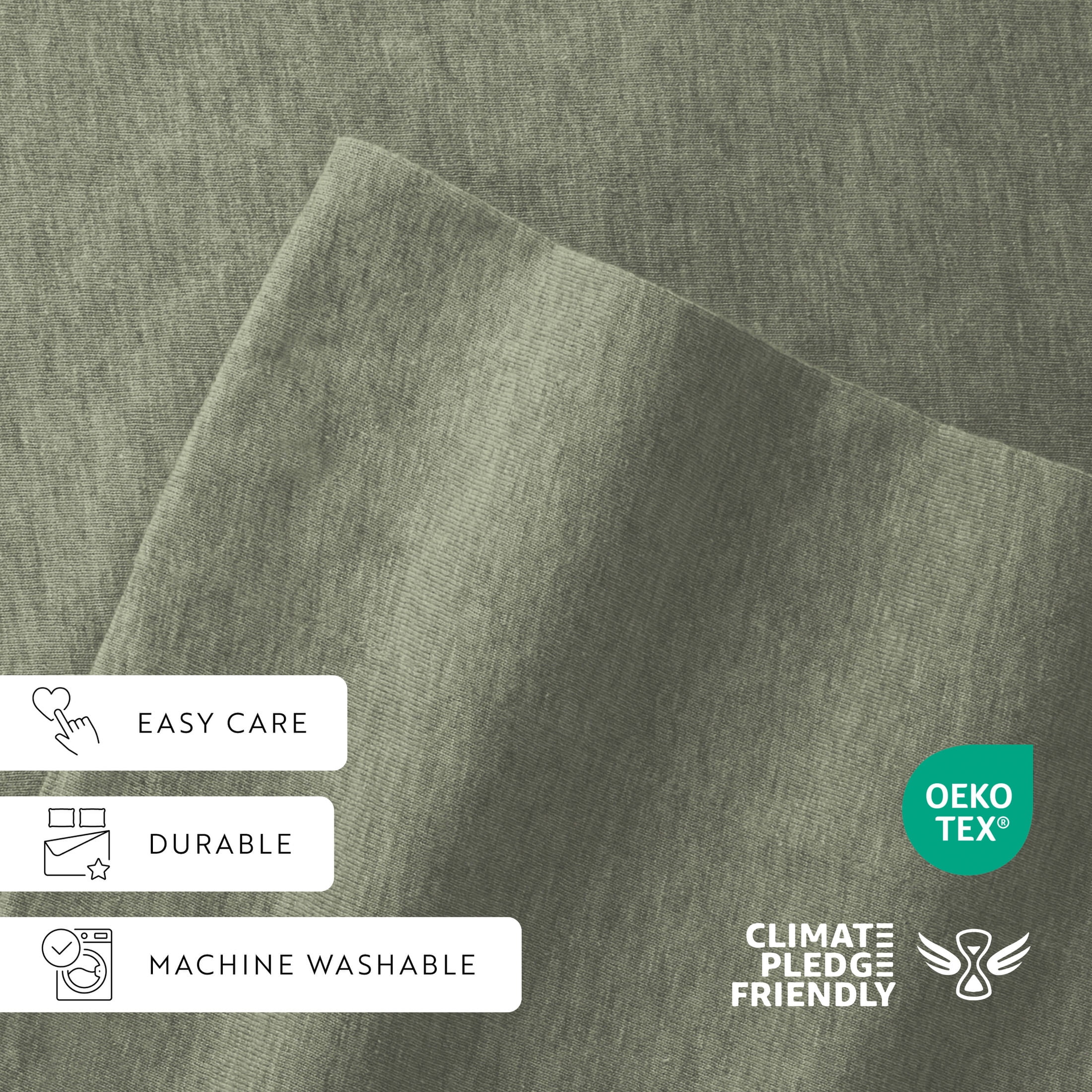 Noble Linens 4 Piece Jersey Knit 100% Cotton Sheet Set, Sage, TwinXL
