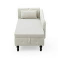 thumbnail image 5 of 60" Storage Chaise Lounge with 1 Pillow, Multifunctional Velvet Button Tufted Long Lounger with Nailhead Trimmed and Solid Wood Legs, Sleeper Lounge Sofa for Apartment Living Room Office, Beige, 5 of 5