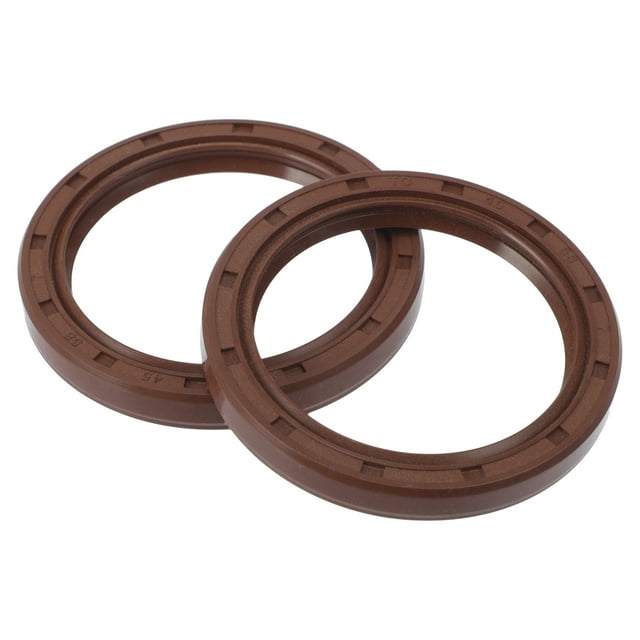 Sellos de aceite universales TC de doble labio con resorte de acero, sellos de eje rotativo de alta presión de goma FKM marrón, 2 piezas 45x58x7mm