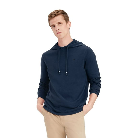 Tommy Hilfiger Men's Signature Combed-Cotton Sweater Hoodie Striped Trim Size 2XL