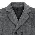 thumbnail image 5 of Boys Quilted Lined Wool Peacoat, Kids Double Breasted Mid Length Notch Lapel Overcoat Warm Fall Winter Tweed Outerwear Gray, 5 of 8