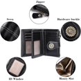 thumbnail image 5 of Cartera de piel para mujer fabricada en piel auténtica suave color negro con 16 ranuras para tarjetas, billetera corta y bloqueador RFID, 5 of 5
