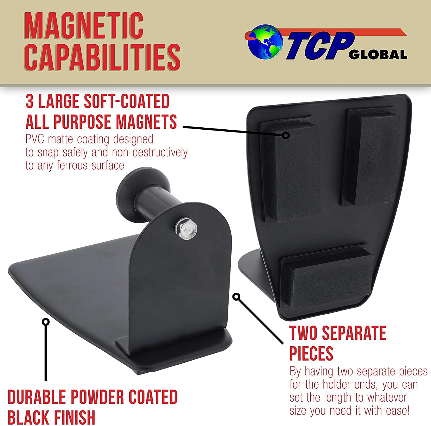 2 Piece Magnetic Paper Towel Holder Heavy Duty Steel Mount Tool Box Refrigerator Garage Organizer