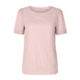 thumbnail image 3 of LYXSSBYX Short Sleeve Womens Tops Hot Sale Fashion Woman Rounk Neck Short Sleeve Blouse T-Shirt Lace Solid Loose Tops, 3 of 7