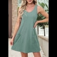 thumbnail image 4 of Vestidos de Mujer Sin Mangas con Cuello en V y Bolsillos, Verde M, 4 of 5