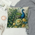 thumbnail image 2 of GOSMITH  Outdoor Pillow Cover Peacock Flowers Watercolor Satin Cushion Covers Beautiful Peacock Decorative Pillowcase for Sofa Car Couch Living Room Bedroom Cooling Pillow case, 2 of 5
