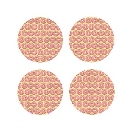 

Tideii Donuts With Pink Glaze for Leather Coasters 4 Pieces Anti-fouling and Anti-scalding Decorative Coasters Suitable for Restaurants Kitchens Coffee Shops-Round Shape