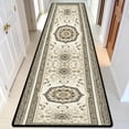 thumbnail image 6 of Beige Brown Octagonal Medallion Hallway Runner Rug, Traditional Persian Long Floor Mat, Non-Slip Washable Vintage Ornate Rug for Entryway Kitchen, 6 of 9