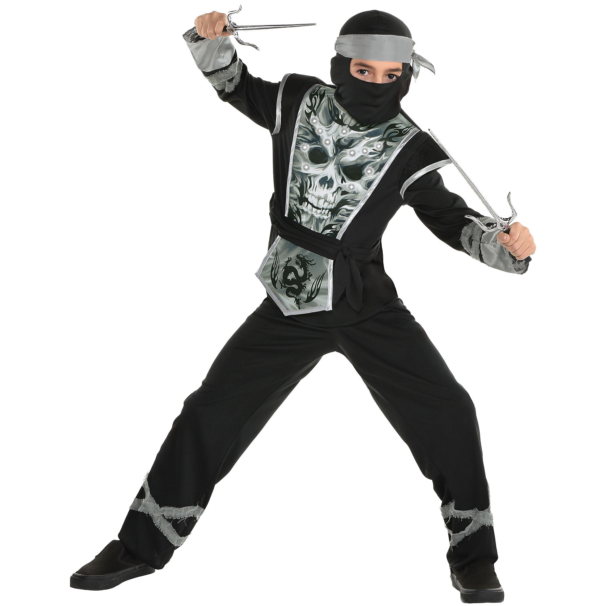 Party City LightUp Ninja Skeleton Halloween Costume for Boys, Large