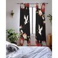 thumbnail image 3 of Black Crane Sheer Curtains 84 Inch Length 2 Panels Set for Living Room/Bedroom, Vintage Red Teal Spring Floral Botanical Kitchen Curtains Grommet Semi-Sheer Curtains Window Treatments 52"x84"x2, 3 of 7