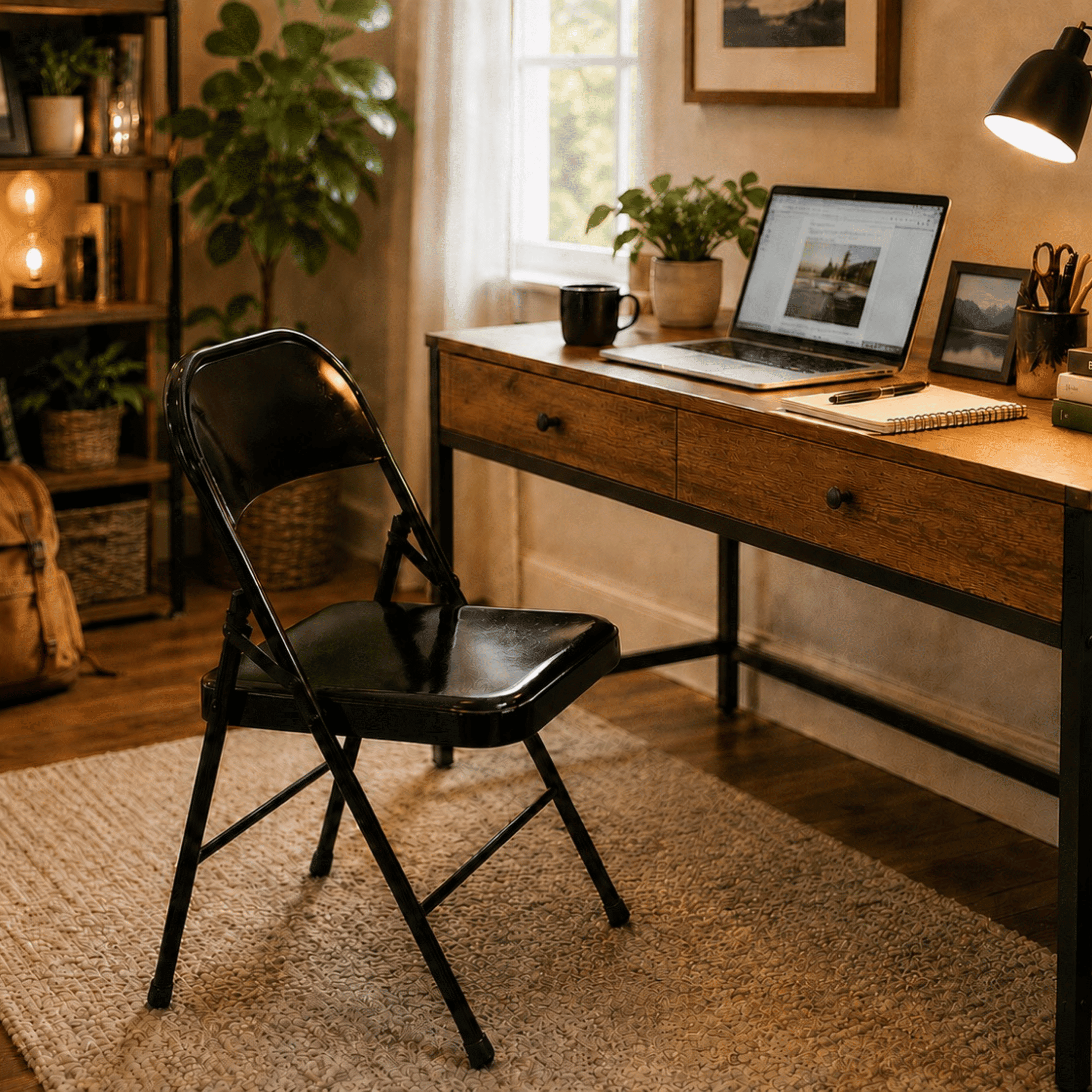 Mainstays Folding Steel Chair, Black