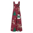 thumbnail image 4 of Christmas Women's Overalls Jumpsuits Casual Loose Straps Wide Leg Long Pant with Pockets, 4 of 5