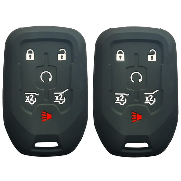 2Pcs Coolbestda Silicone 6Button Smart Key Cover Fob Glove Pouch Case Remote Skin Keyless Jacket Holder Protector for 2017 2018 2019 2020 2021 2022 2023 Chevrolet Suburban Tahoe GMC Yukon XL