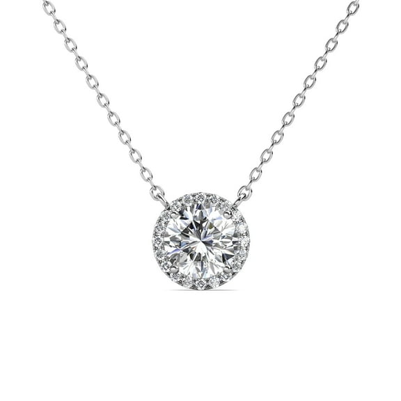 Moissanite by Cate & Chloe Sutton 925 Sterling Silver Pendant Necklace 1.0TCW for Women, Gift for Her
