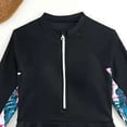 thumbnail image 5 of mgoYE Girl Swimsuit Size 10-12 Bikini Girls Rash Guard Swimsuit Half-Zip Long Sleeve Modest Bathing Suit with Chest Padding 2Pcs Teen Girl Swimwear UPF 50+(Black,13-14 Years), 5 of 6