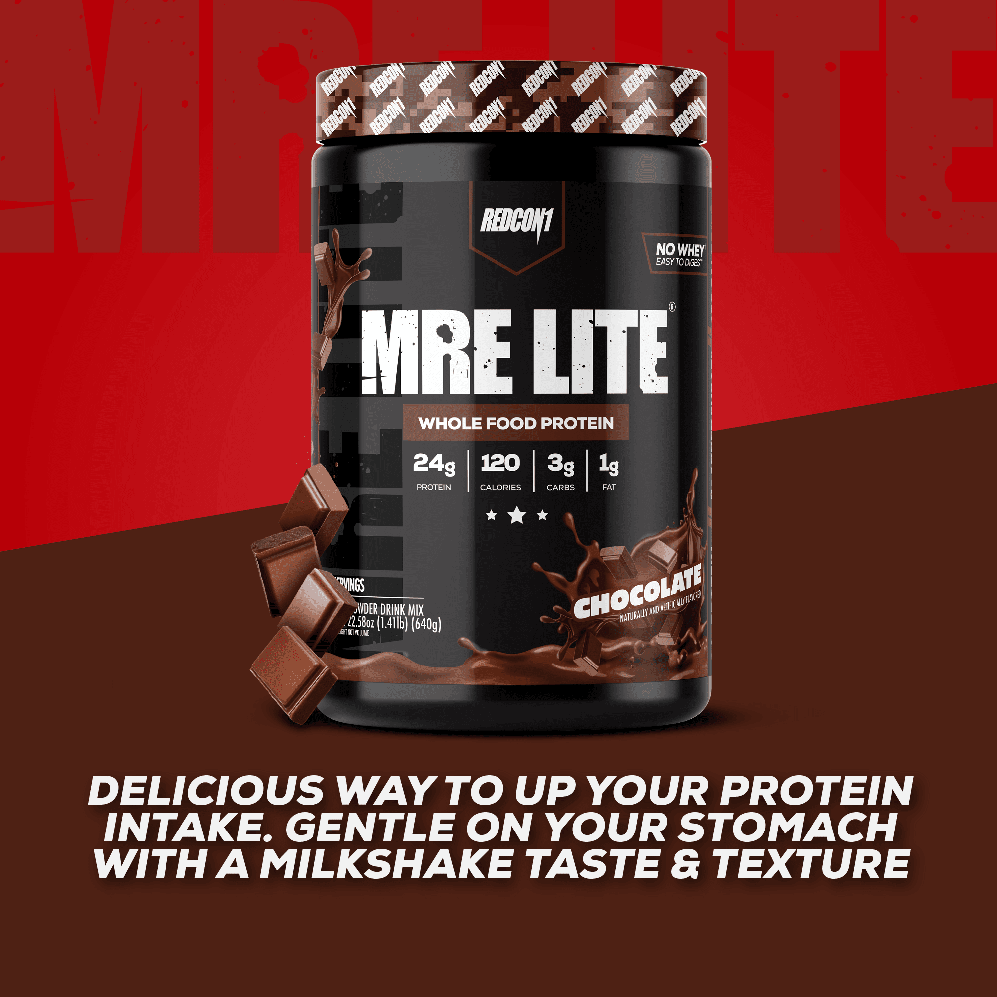 REDCON1 MRE Lite Whole Food Protein Powder, Chocolate, Whey & Lactose Free Meal Replacement, Easy to Digest, 20 Servings