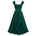 thumbnail image 2 of BRGZLK Womens Halloween Dress Gothic Sleeveless Smocked Ruffle Asymmetrical Hem Vintage Lace Up Tank Dresses Medieval Renaissance Festival Party Cosplay Costume Army Green L, 2 of 6