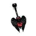 thumbnail image 5 of Body Candy Womens 14G 316L Stainless Steel Black Piercing Winged Skull Heart Gothic Belly Button Ring, 5 of 7