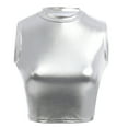 thumbnail image 2 of FYMNSI Women's Sexy Shiny Metallic Strapless Crop Tube Top Strapless Holographic Tops Clubwear S Sliver, 2 of 5