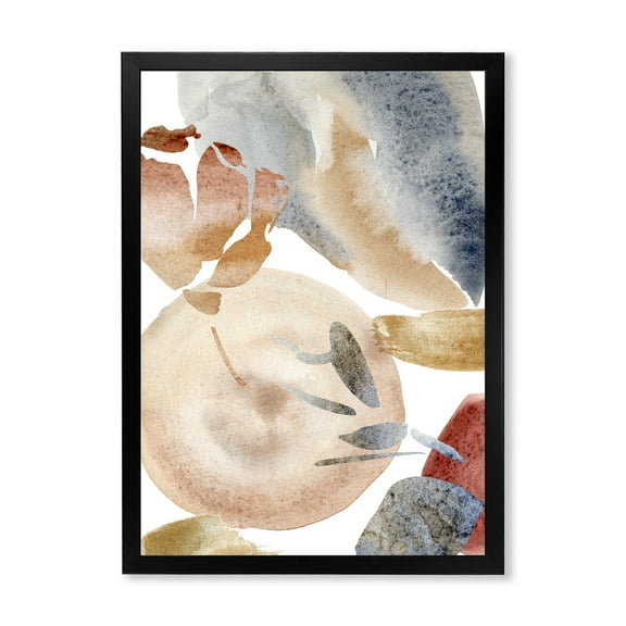 Designart 'Abstract With Red Pink Gold and Beige Spots Pastel' Modern Framed Art Print