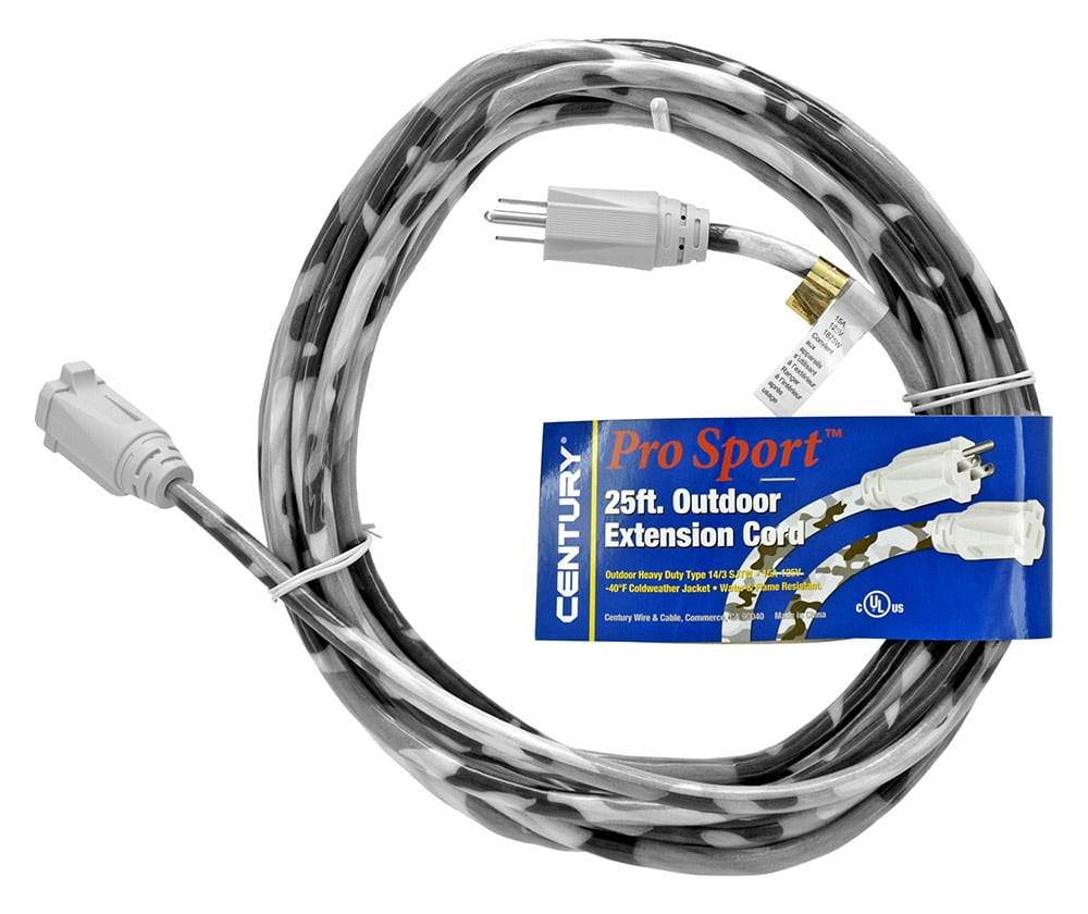 25' Outdoor Extension Cord Winter Camo