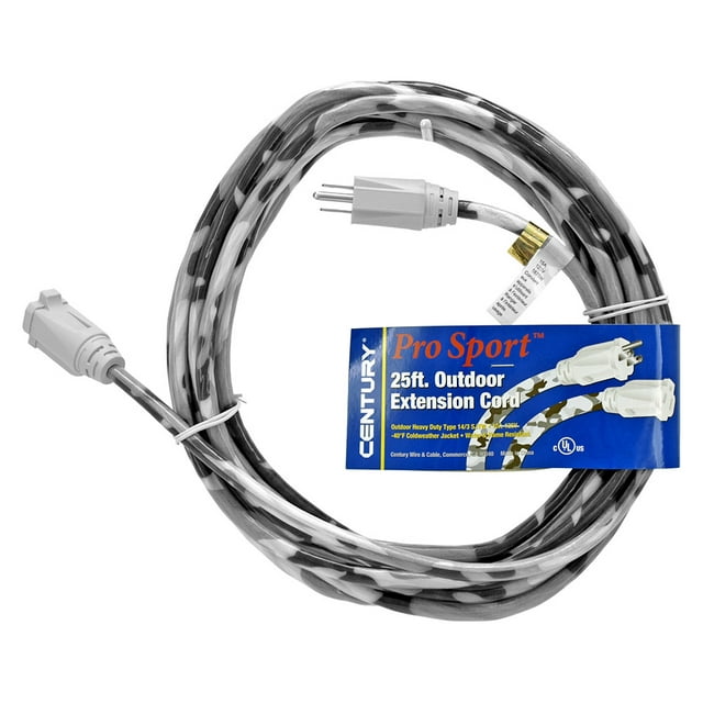 25' Outdoor Extension Cord Winter Camo
